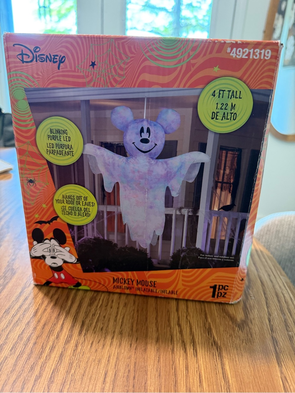 Gemmy 4 ft Tall Airblown Inflatable Disney LED Hanging Mickey Ghost Halloween